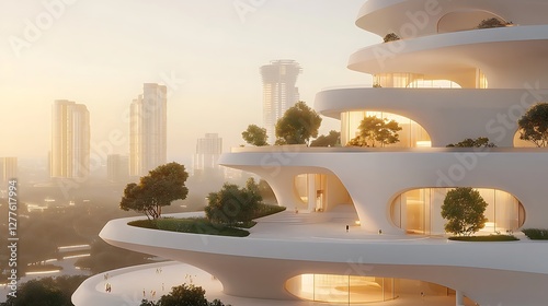 Showcasing futuristic architectural innovations urban landscape sunrise imagery modern living concepts inspiring design perspectives