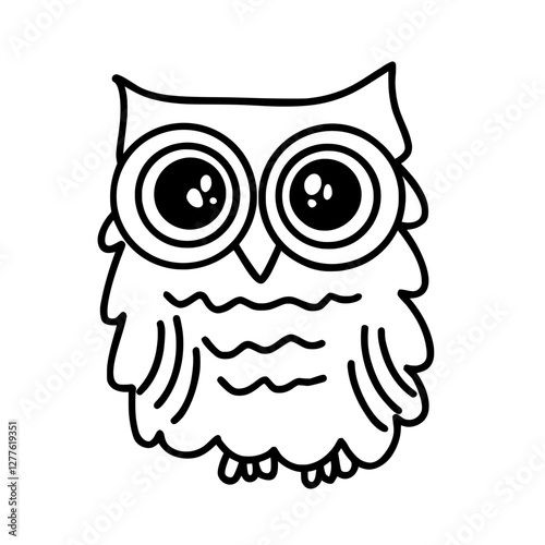 Cute Owl Minimalist Outline Illustration