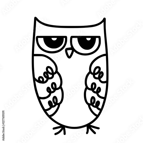 Spooky Halloween Owl  Outline Illustration
