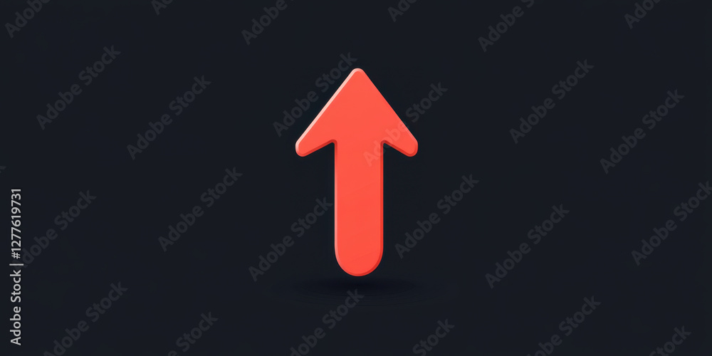 curved red arrow icon pointing upwards, symbolizing direction and movement. This simple design conveys sense of progress and positivity curved red arrow icon pointing upwards, symbolizing direction and movement. This simple design conveys sense of progress and positivity
