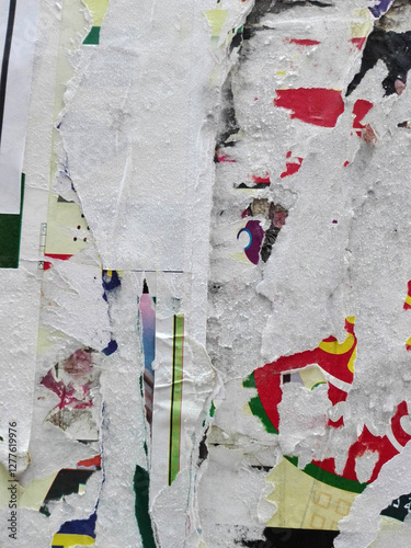 Torn paper on wall.Empty ripped paper.Graffiti style ripped paper poster