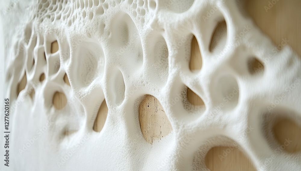Abstract white foam texture on wooden surface Abstract white foam texture on wooden surface