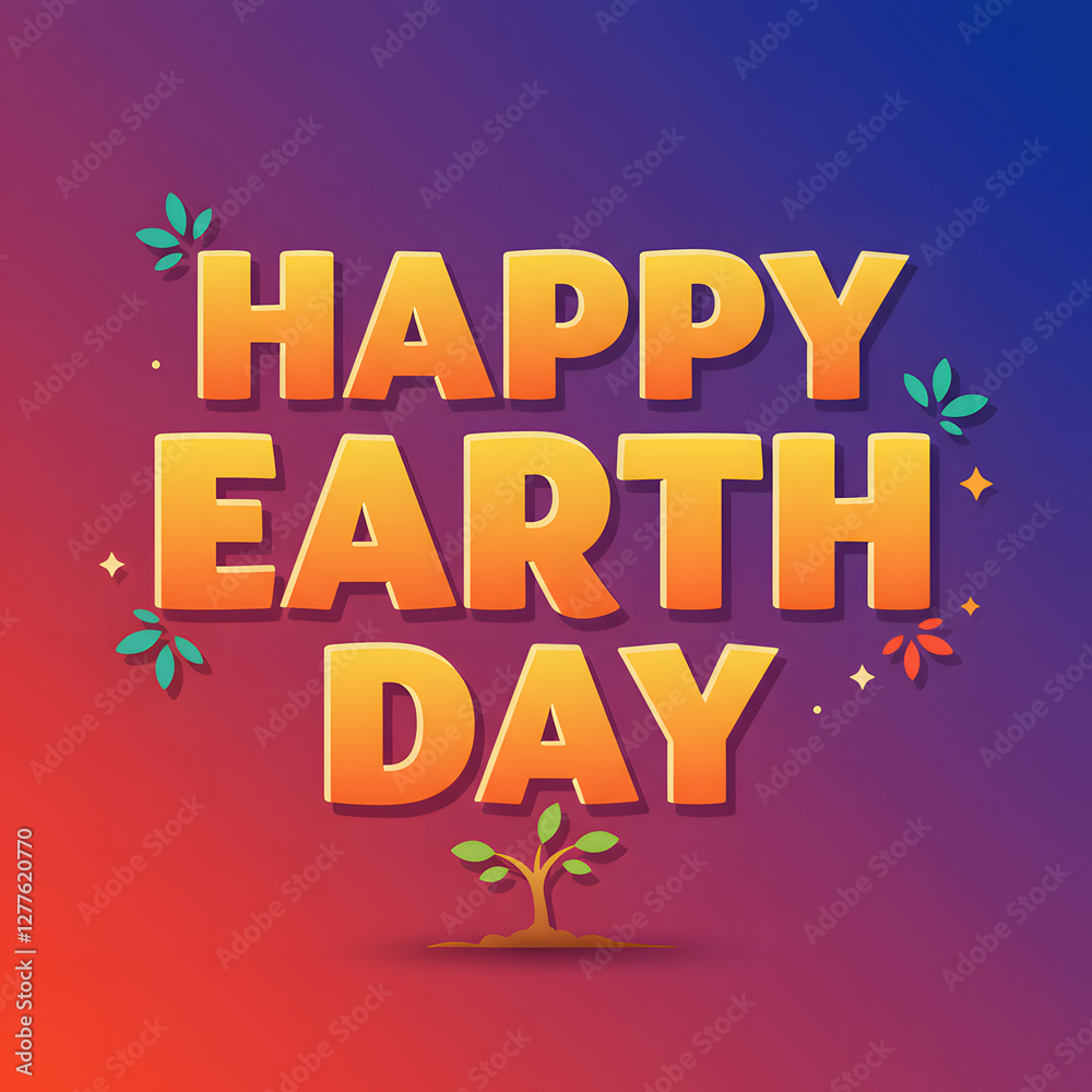 Obraz premium Happy Earth Day Celebration with Colorful Gradient Background