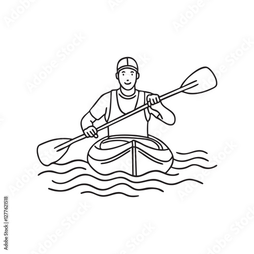 kayak moving through a river as a paddler navigates the gentle waves