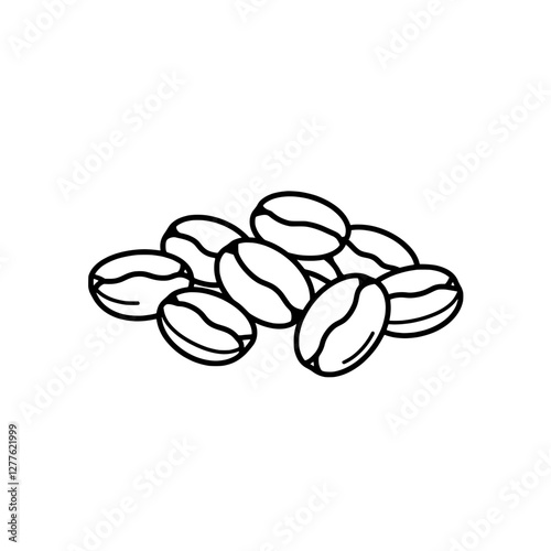 Coffee Beans Illustration: A minimalist, artistic illustration of a small pile of coffee beans, perfect for designs emphasizing natural ingredients and the simple pleasure of coffee.