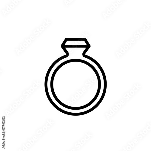 Ring Icon: A minimalist line art illustration of a classic engagement ring, perfect for representing love, commitment, and proposals.