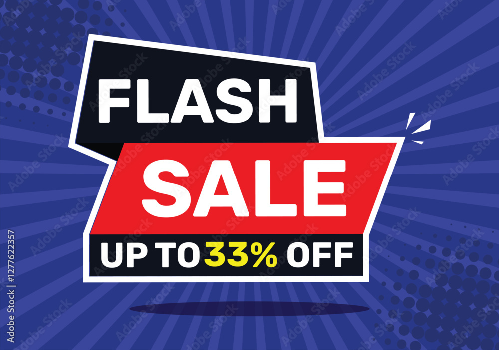 Flash sale up to 33 % off. On blue background with radial rays and blue background. Flash sale up to 33 % off. On blue background with radial rays and blue background.