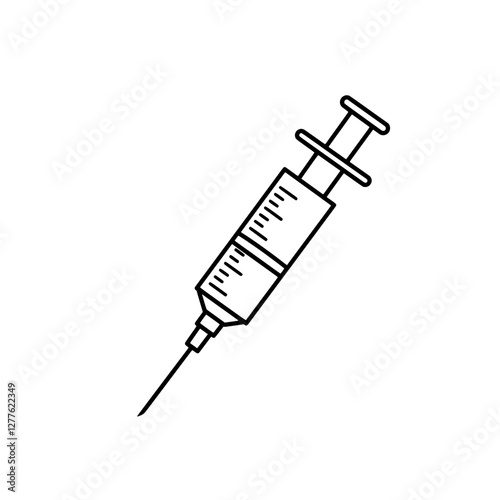 Precise Dose: A minimalist, vector illustration of a syringe, poised for injection, capturing the essence of medical precision, and healthcare essentials.