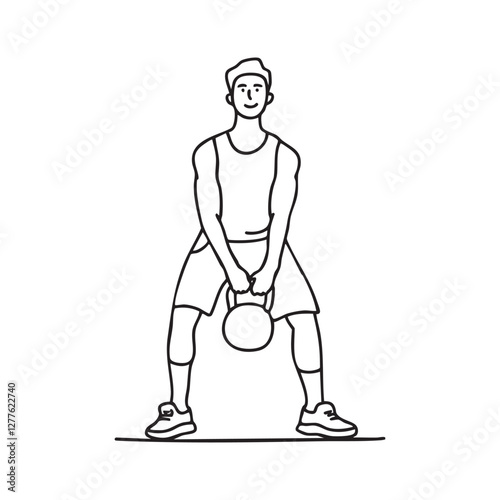 A focused athlete performing kettlebell deadlifts in a gym