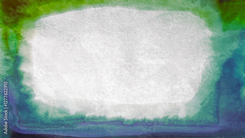 白い雲、水彩で描いた背景イラスト、水彩で滲ませたフレーム、毛筆で描いた抽象的背景イラスト