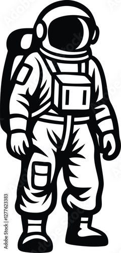 Black color Astronaut vector illustration, astronaut silhouette vector art, astronaut line art isolated vector icon design