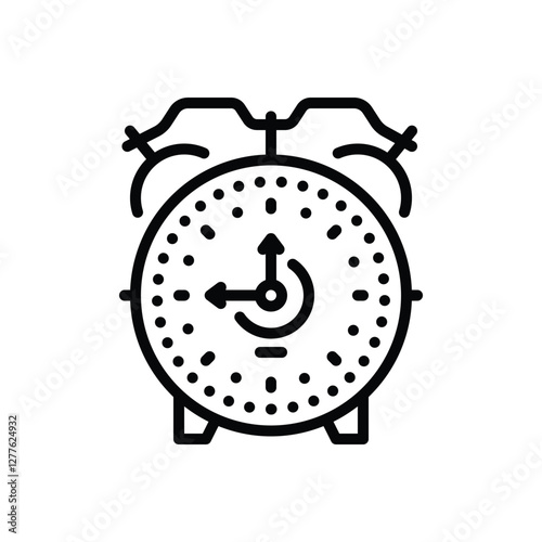 Black line icon for alarm clock