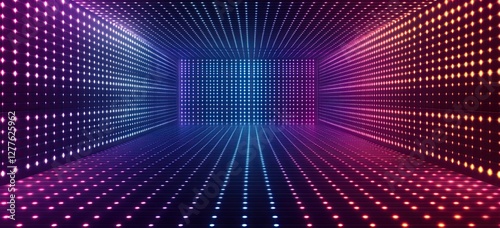 Wallpaper Mural Neon Light Tunnel with Dotted Walls Torontodigital.ca