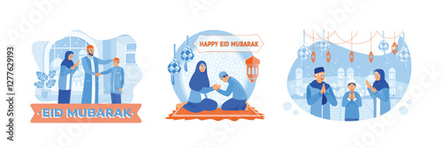 Muslim families say Eid al-Fitr greetings, visit each other and forgive each other.