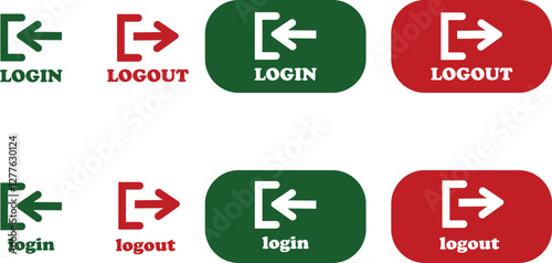 Login and logout icon set Set of sign out, Sign in vector vector collection. Open and close door symbol. Black in, out, exit and enter arrow, trendy flat style isolated on transparent background.