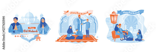 Muslims say Eid al-Fitr greetings and forgive each other.