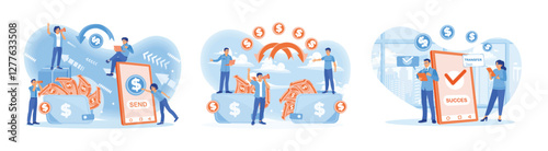 People conduct financial transactions online using smartphones.