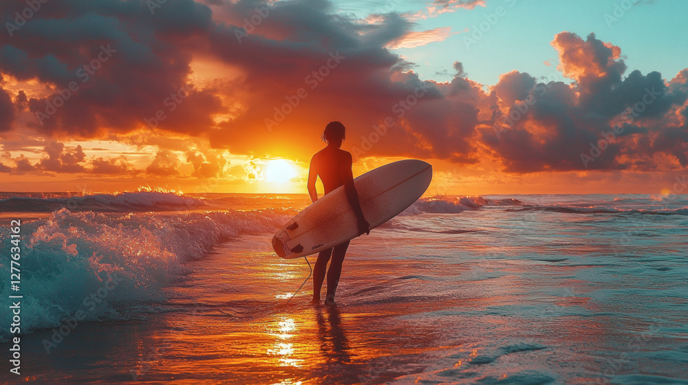 Fototapeta premium Surfer at Sunset