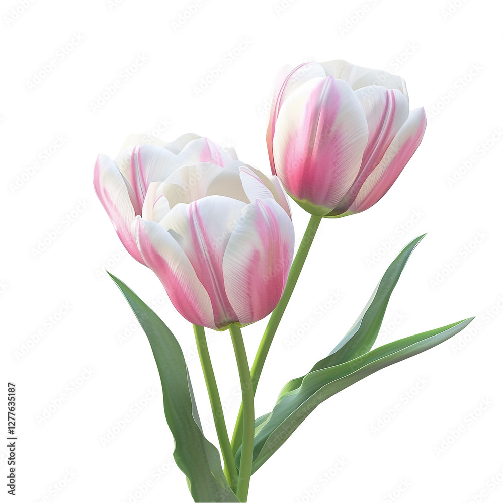Fototapeta premium Three Pink and White Tulips