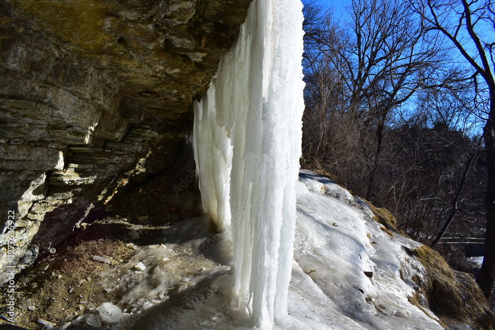 Frozen Minnehaha Waterfalls in Minneapolis, Minnesota