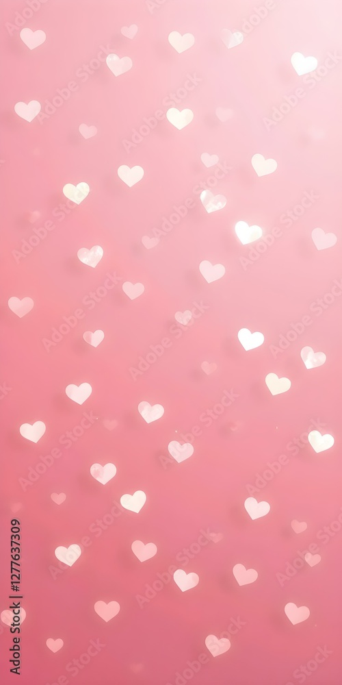 Ethereal Hearts: A delicate dance of softly glowing heart-shaped lights cascades over a gradient pink backdrop, evoking feelings of tenderness and romance. Ethereal Hearts: A delicate dance of softly glowing heart-shaped lights cascades over a gradient pink backdrop, evoking feelings of tenderness and romance.
