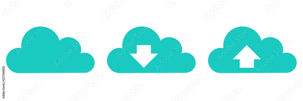 Cloud computing icons with upload and download symbols Cloud computing icons with upload and download symbols