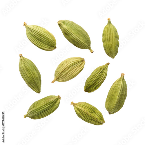 Fototapeta Naklejka Na Ścianę i Meble -  Top view of green cardamom pods for spice and flavor concept