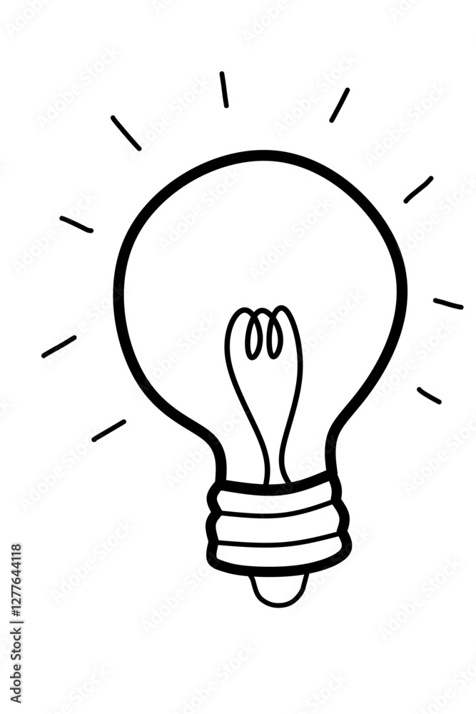 light bulb vector illustration in outline style