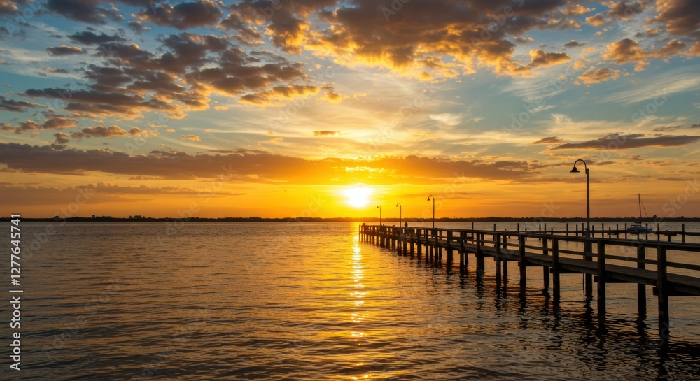 Beautiful golden sunset photo on a calm seashore Beautiful golden sunset photo on a calm seashore