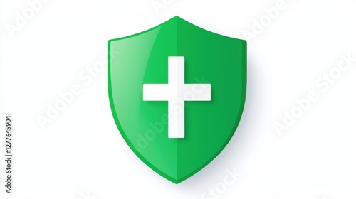 Free Download A green shield with a white cross symbolizes protection, safety, or health, commonly associated with medical or emergency services. - GFXLoad