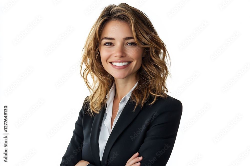 Portrait of a professional smiling businesswoman in suit, isolated on white background Portrait of a professional smiling businesswoman in suit, isolated on white background