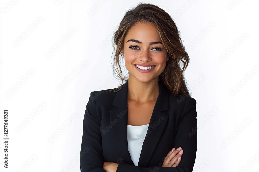 Portrait of a professional smiling businesswoman in suit, isolated on white background Portrait of a professional smiling businesswoman in suit, isolated on white background
