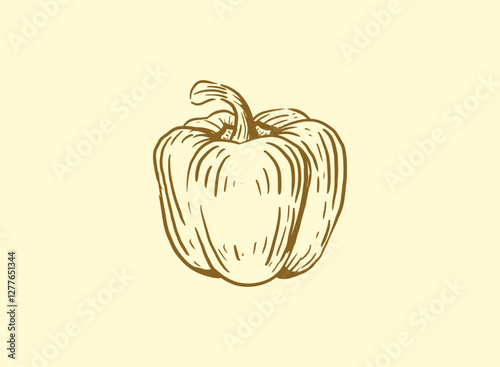 Illustration of an Fresh Vegetables Paprika Handdrawn