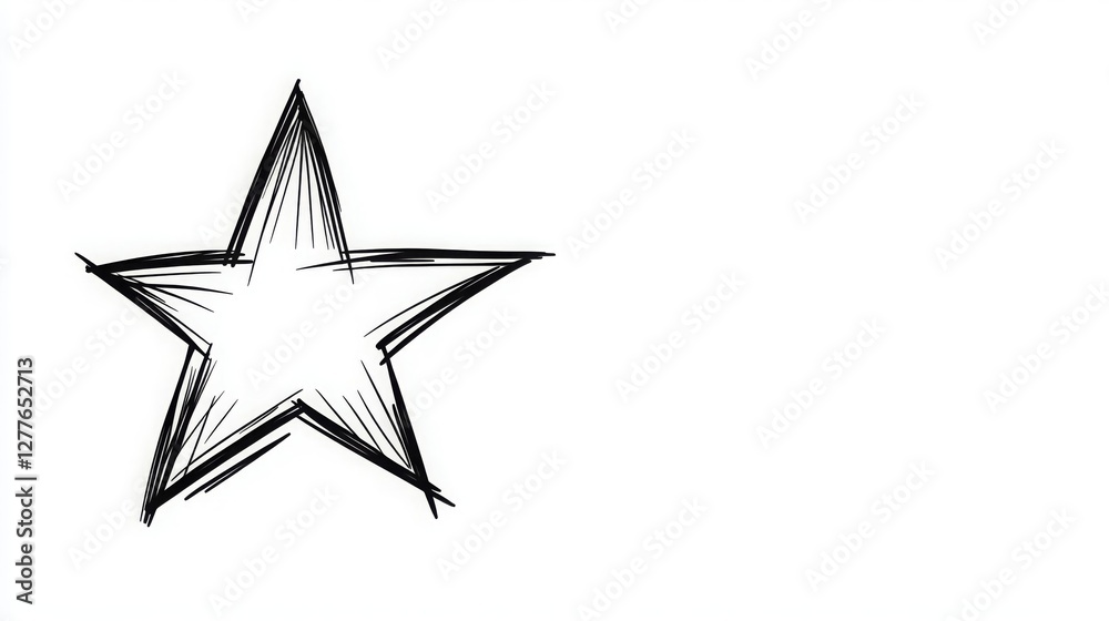 Fototapeta premium Hand Drawn Sketch of a Five Pointed Star on White Background Simple Graphic Design Element