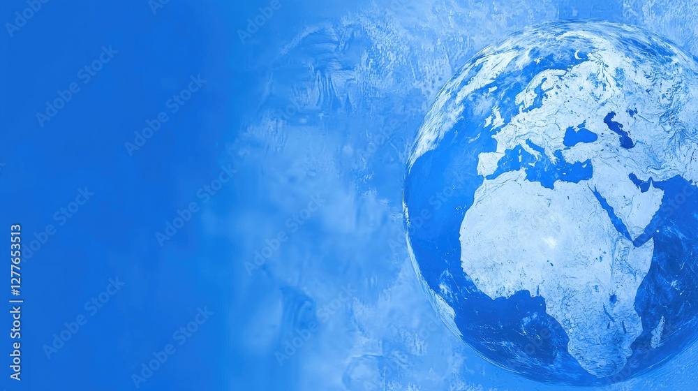 Fototapeta premium Earth in space, blue sky background, peaceful view, stock photo