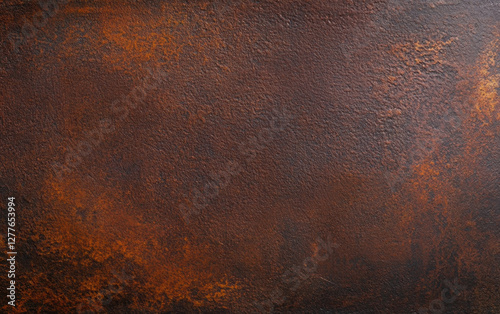 Rustic metal texture with warm brown and orange tones, ideal for backgrounds or design elements. surface exhibits weathered appearance, adding character and depth