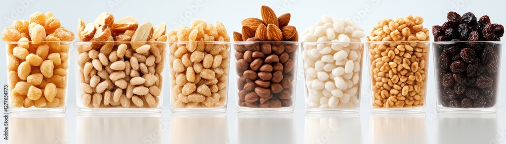 Discover delightful and nutritious choices with our Healthy whole grain snack selection with nuts, dried fruits, and dark chocolate Elevate your snacking game with these balanced and wholesome