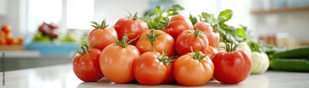 Embrace a vibrant clean eating lifestyle concept with this stunning image featuring fresh farm-to-table produce arranged artistically on a rustic countertop Discover the beauty of healthy eating