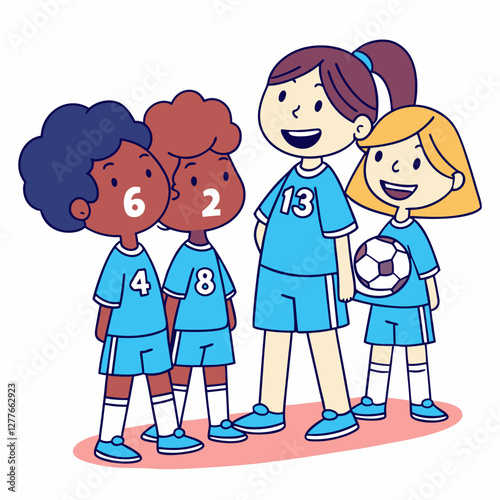 Diverse Young Soccer Team Posing: Unity and Sportswear Illustration photo