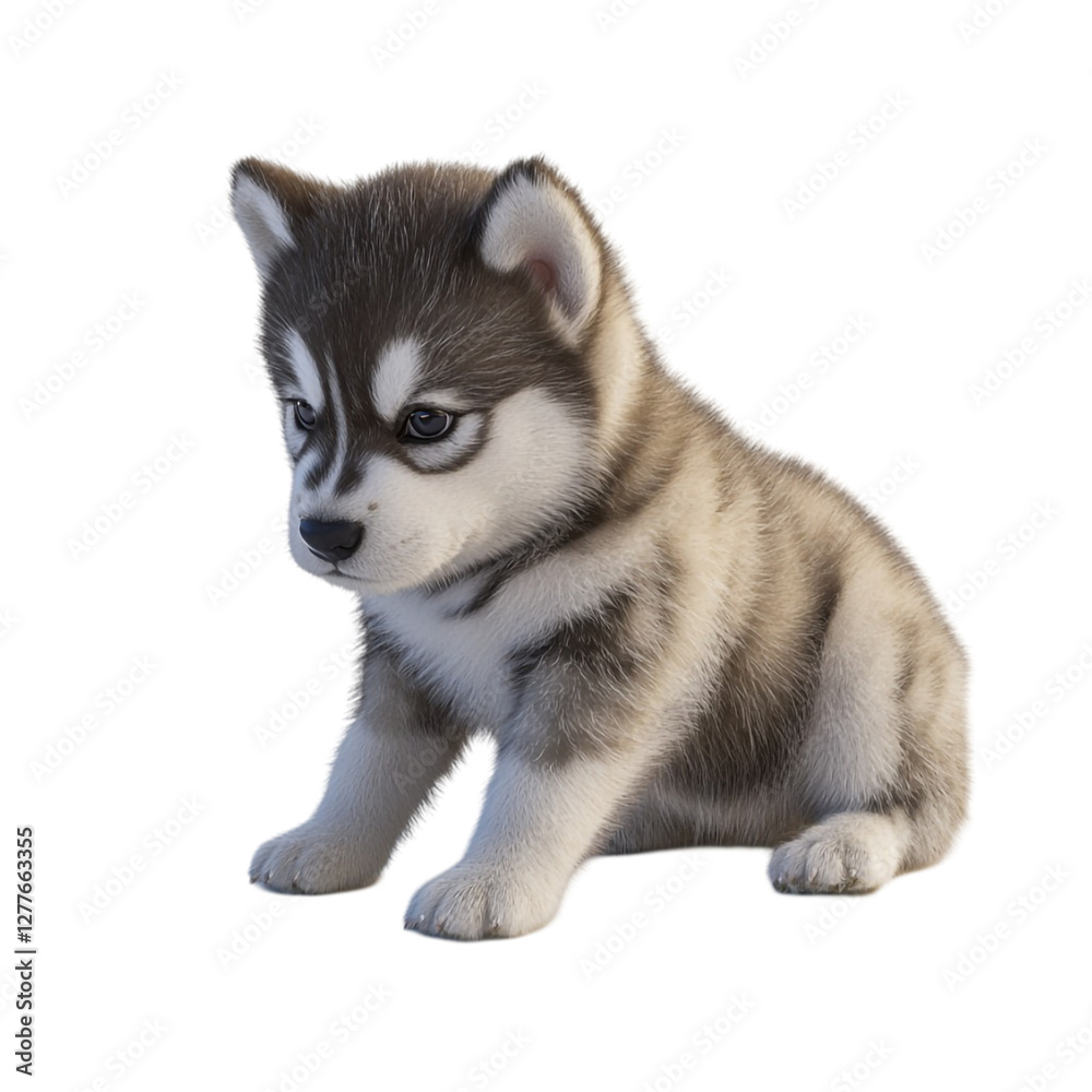 Adorable Husky Puppy Sitting Sweetly Innocent Eyes Soft Fur Adorable Husky Puppy Sitting Sweetly Innocent Eyes Soft Fur