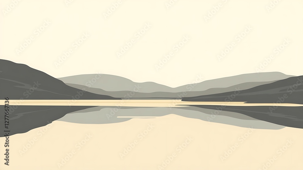 Serene Mountain Lake Landscape Reflection Tranquility Serene Mountain Lake Landscape Reflection Tranquility
