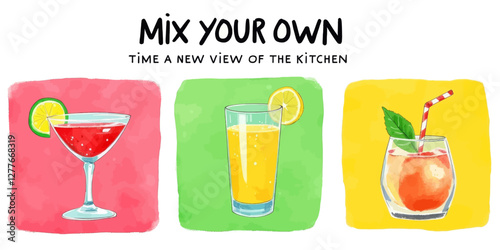 Watercolor Cocktails: Mix Your Own Drinks Concept
