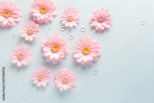 Wallpaper Mural Fresh white daisies floating in clear blue water with water drops. Summer floral nature background for spa, wellness, beauty product design Torontodigital.ca