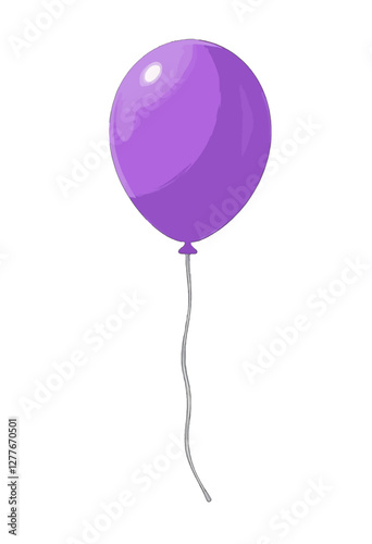 Single purple balloon floating on a string