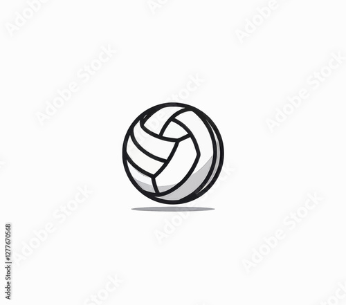 Simple black-and-white volleyball illustration with shadow