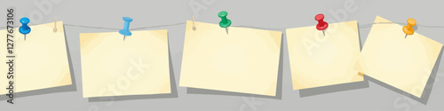 Notes pinned with colorful push pins background graphic