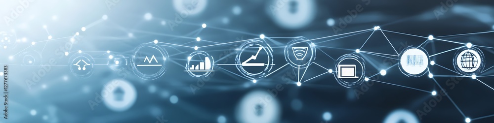 Fototapeta premium Abstract Network Data Visualization Showing Global Connectivity