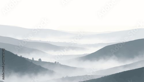 Misty blue mountain range landscape vista