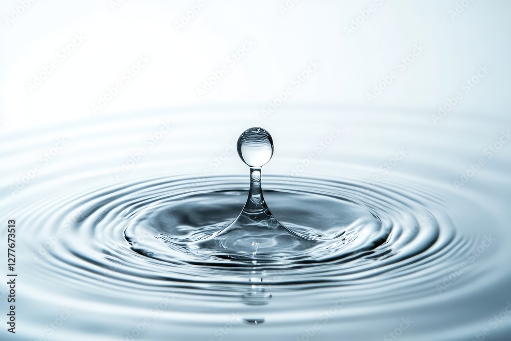 Water droplet impact, ripple effect, studio, pure background, splash Water droplet impact, ripple effect, studio, pure background, splash