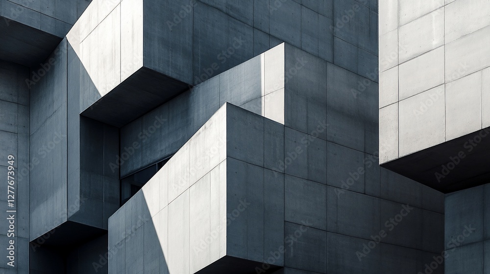 Geometric Architecture with Concrete Blocks and Dynamic Shadows Forming a Modern Structure Geometric Architecture with Concrete Blocks and Dynamic Shadows Forming a Modern Structure